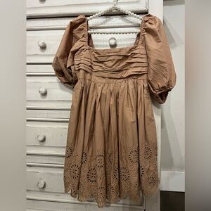 Abercrombie & Fitch Smocked Eyelet Babydoll Dress